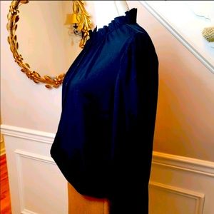 J.Crew Ruffleneck button-up top Black NWT